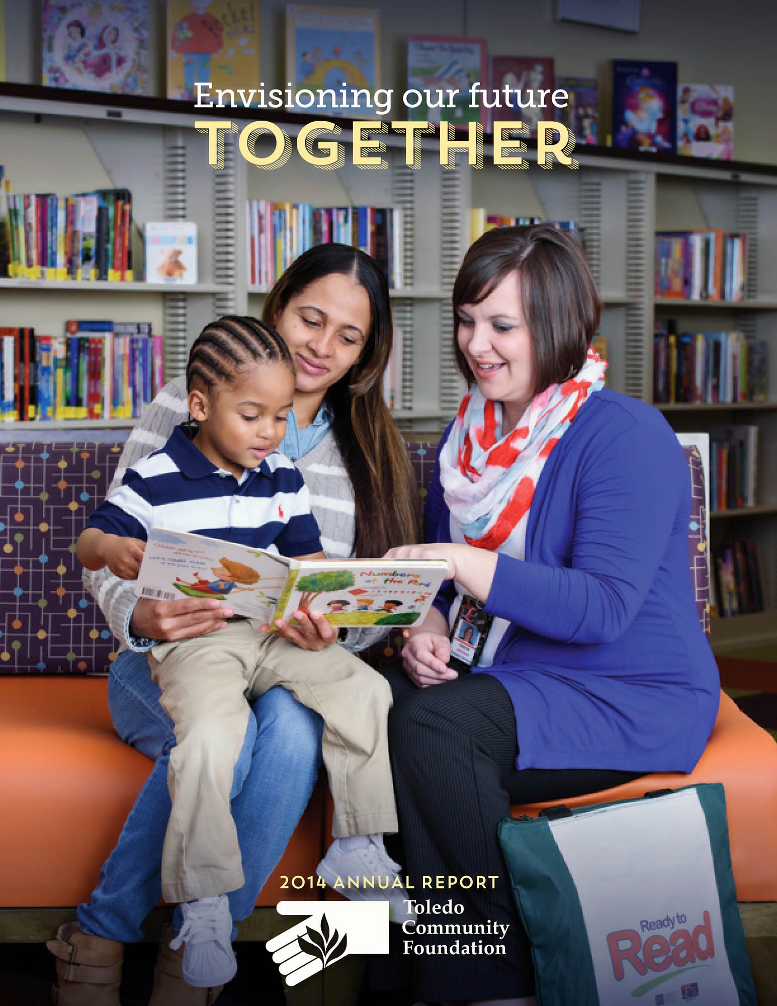 Librarian with mother and child Magazine cover